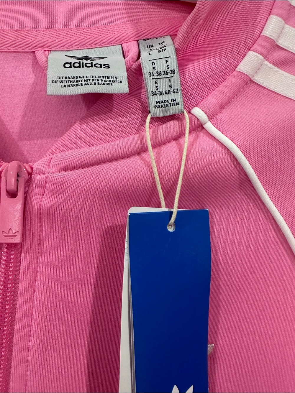 adidas Pink Zip-Up Track Jacket with White Stripes - Picture 3 of 3